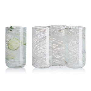 Color Swirl Gray Set of 4 Highball Glasses