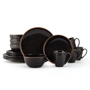 Barrett Black 16 Piece Dinnerware Set. Service for 4