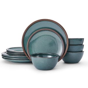 Barrett Green 12 Piece Dinnerware Set. Service for 4