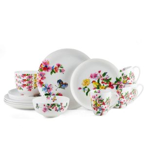 Butterfly Garden 16 Piece Dinnerware Set. Service for 4