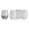 Color Swirl Gray Set of 4 Stemless Wine Glasses