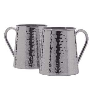 Drew and Jonathan Stainless Hammered Set of 2 Beer Mugs