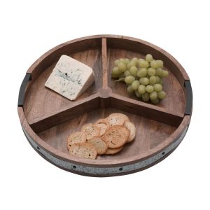 Galvanized Band Lazy Susan Platter with Removable Dividers. 16 Inch