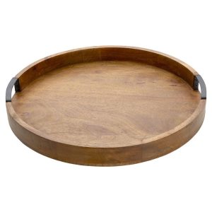 Lazy Susan Mango Wood Serve Tray. 18 Inch