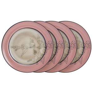 Song Bird Pink Set of 4 Dinner Plates