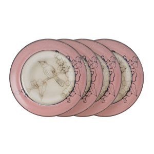 Song Bird Set of 4 Pink Salad Plates