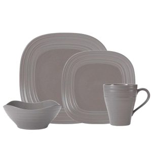 Swirl Mocha Square 4 Piece Place Setting
