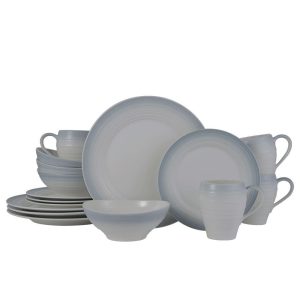 Swirl Ombre Grey 16 Piece Dinnerware Set. Service for 4