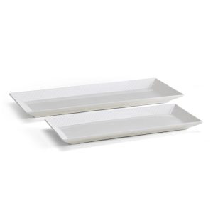 Trellis White Set of 2 Bread Trays