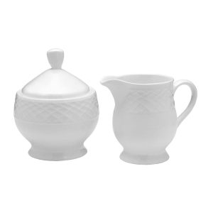Trellis White Sugar and Creamer Set