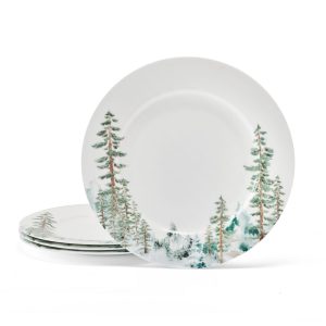 Watercolor Forest Set of 4 Dinner Plates