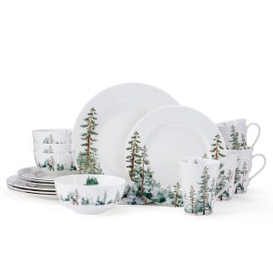 Watercolor Forest 16 Piece Dinnerware Set. Service for 4
